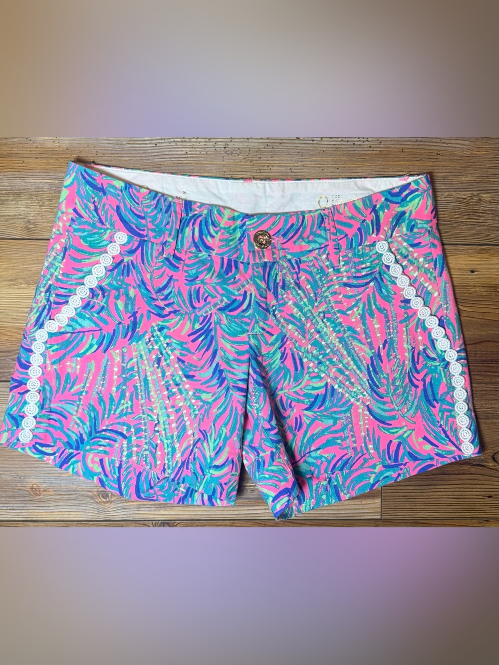 Lilly Pulitzer The Callahan Short 5” Inseam Pink Tropical Print Shorts Womens 0